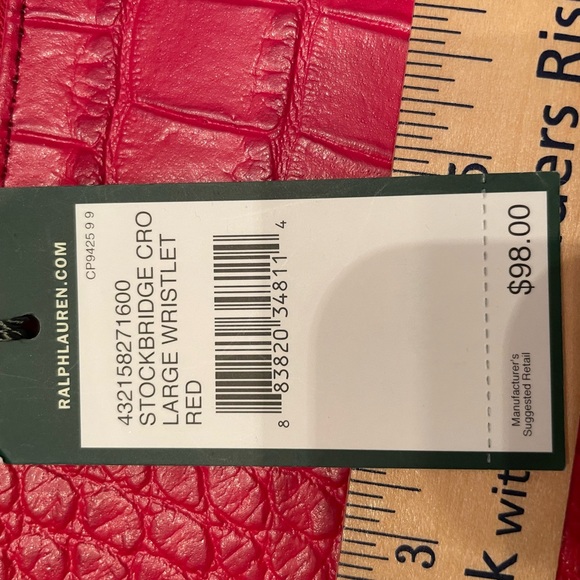 MWT Lauren, by Ralph Lauren, large, red wristlet - Picture 2 of 4